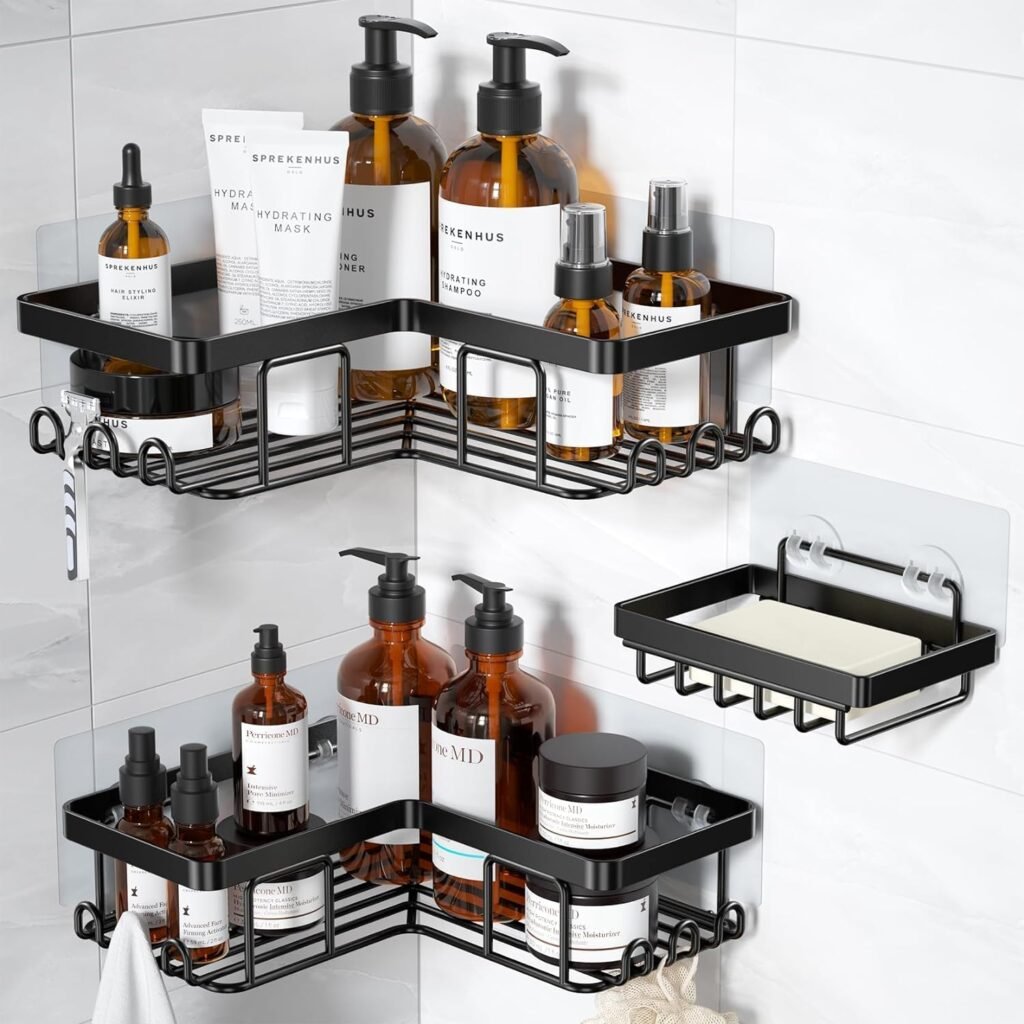YASONIC Corner Adhesive Shower Caddy (3-Pack) — Best for Inside the Shower